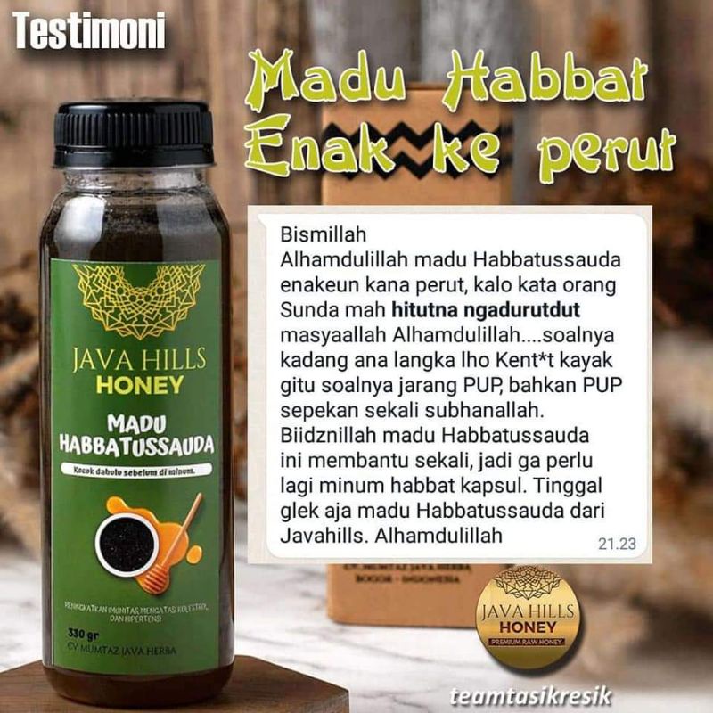 JAVAHILLS HONEY GRATIS SENDOK KAYU / MADU HABBATS / MADU HABBATUSSAUDA JAVAHILLS HONEY / HABBATUSSAUDA / THIBUN NABAWI