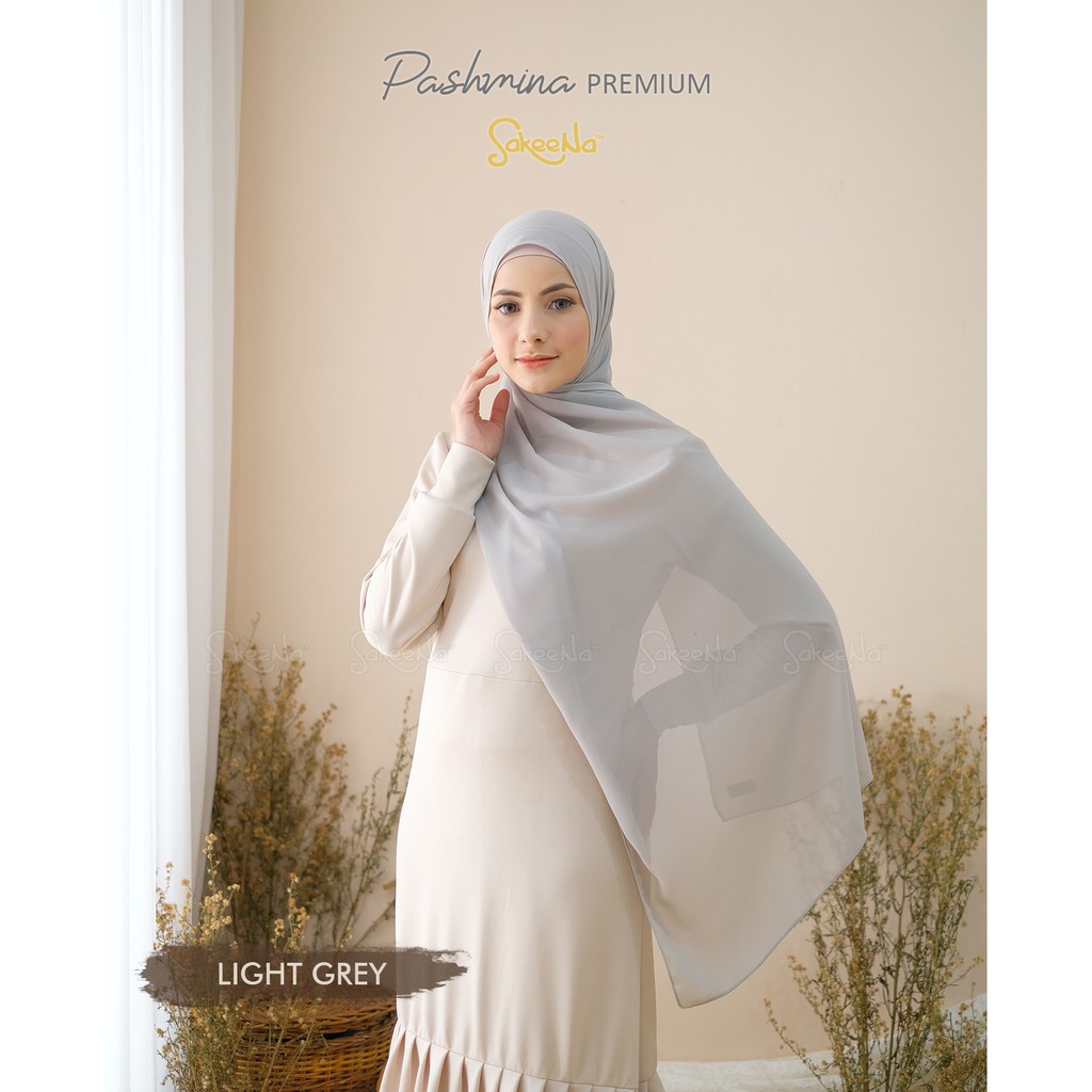 Pashmina Premium Original SakeeNa Ceruty Baby Doll-Light Grey