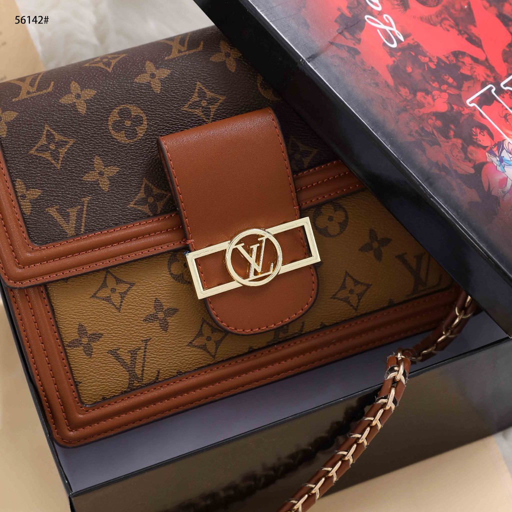 Fashion L V  Dauphine Monogram Reverse MM Brown 56142