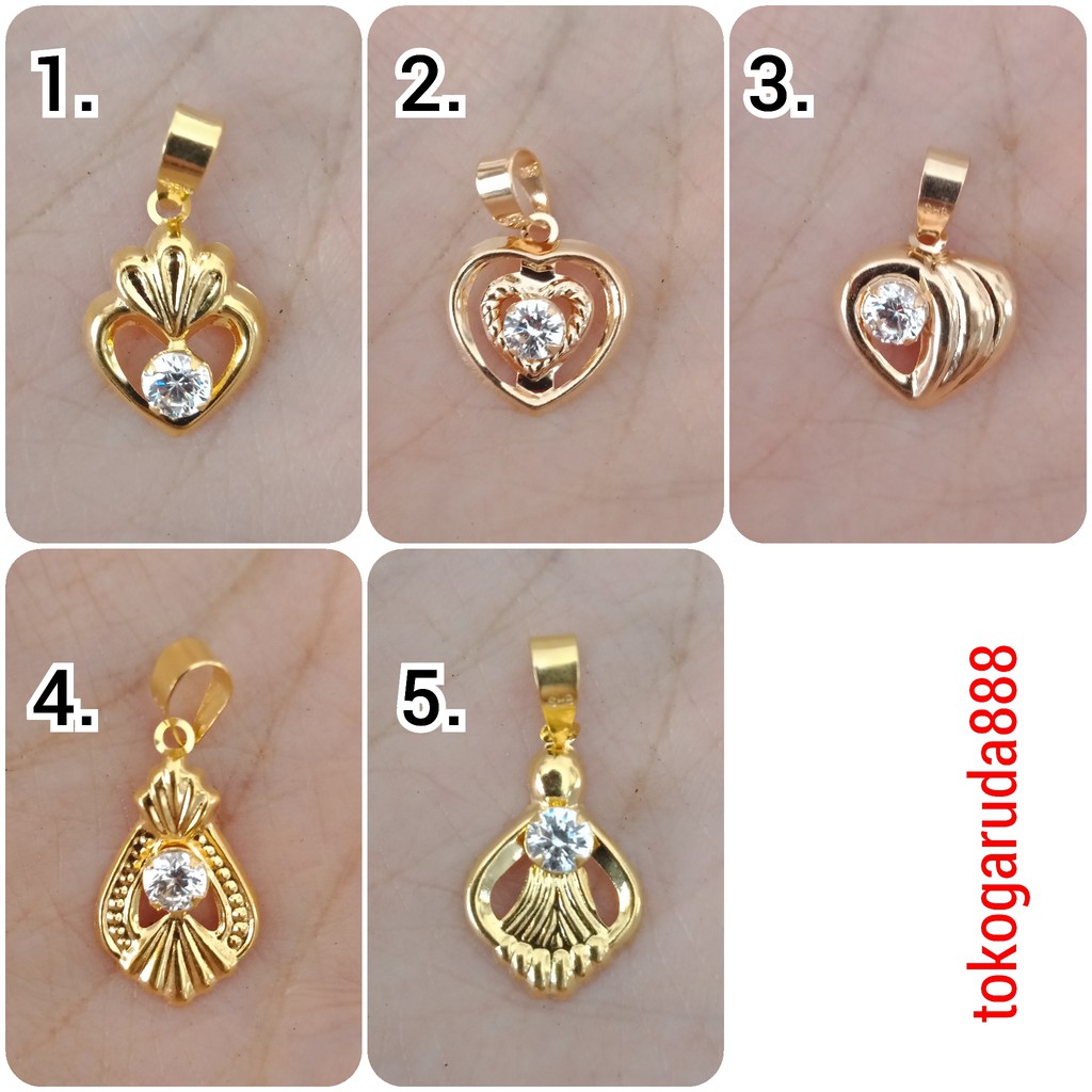 liontin kalung anak dan dewasa emas asli kadar 700 70% 16k 22 surabaya 0,5gram love kerawang hati permata putih