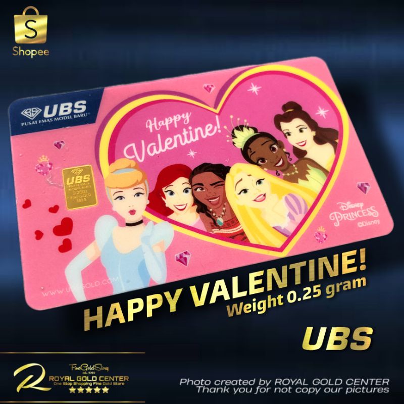 UBS Happy Valentine Gift Princess Disney series 0.25 gram