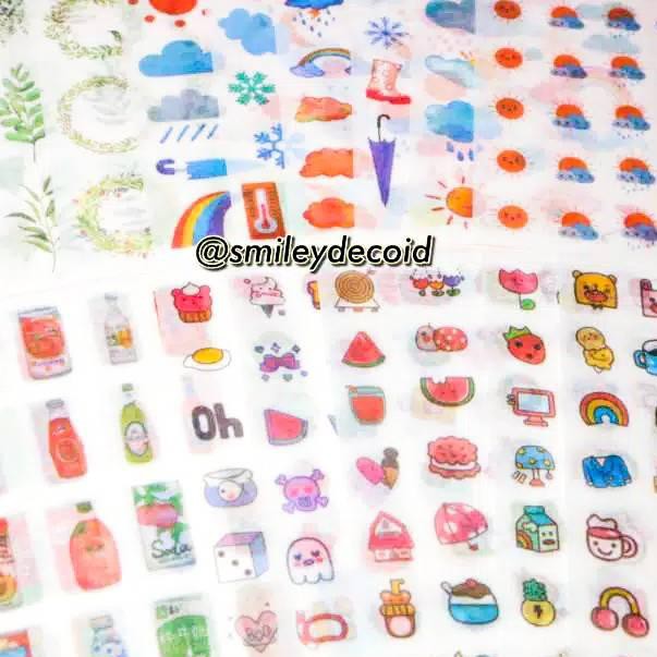 

LJZ 6 Lembar Washi Sticker Sheet isi pcs untuk Journal DIY Diary Scrapbook ✮ Model Baru