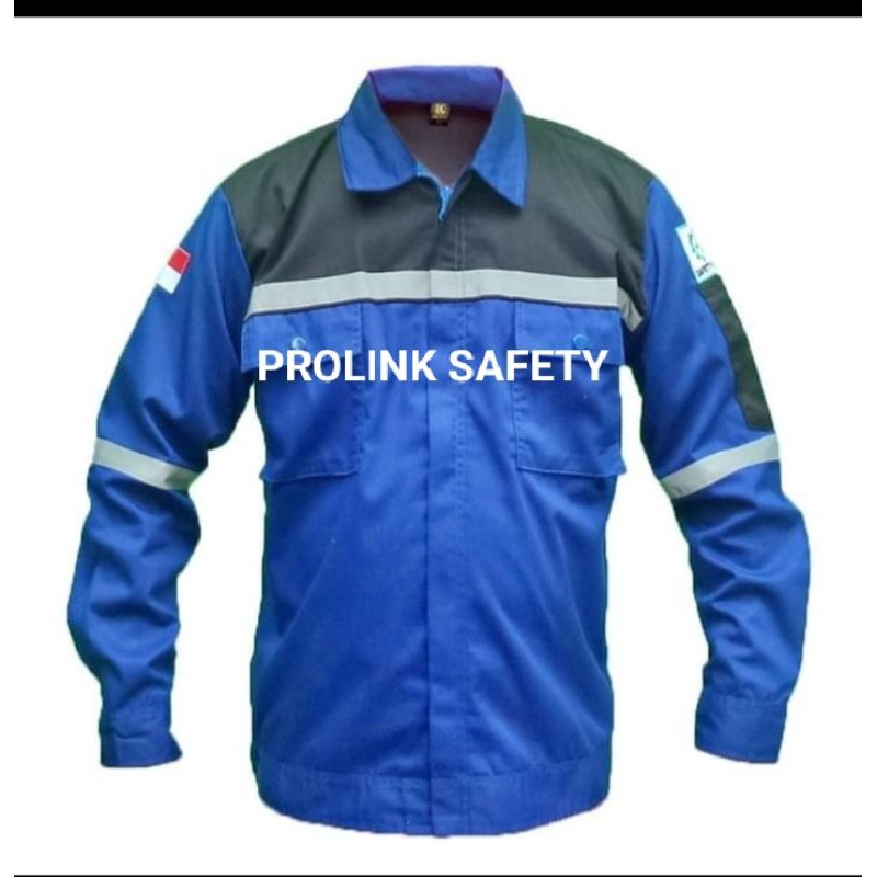 SERAGAM SAFETY BIRU HITAM RESLETING