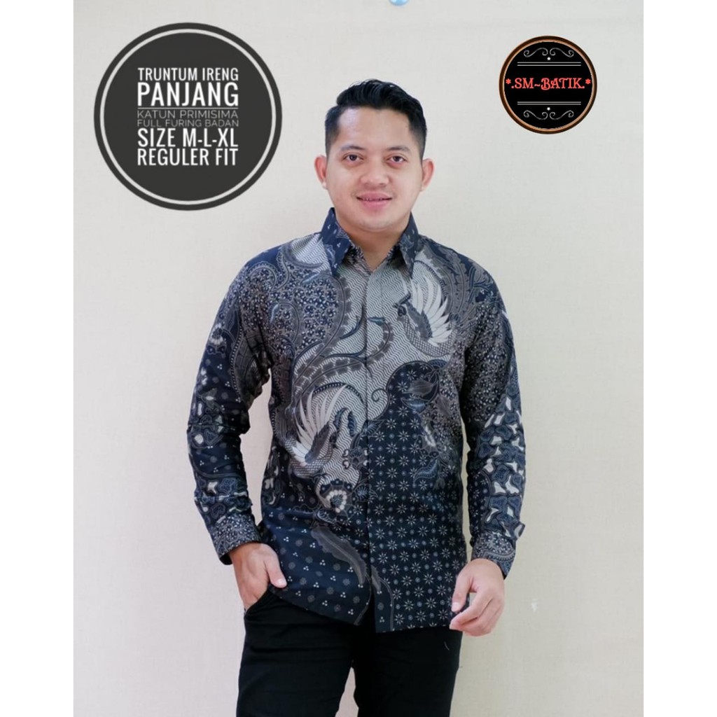 TRUNTUM IRENG Kemeja Baju Batik Seragam Pria Lengan Panjang PREMIUM MODERN LAPIS FULL FURING SM