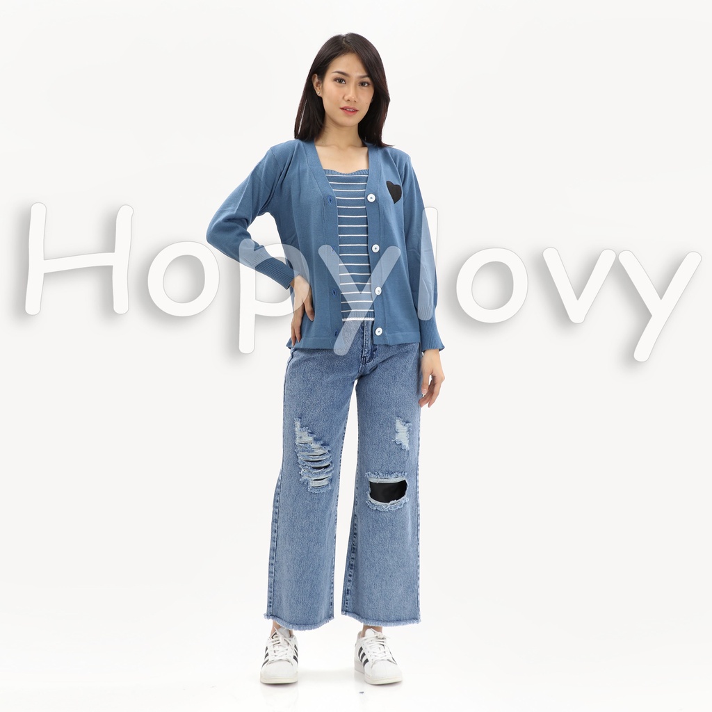 HOPYLOVY Tank Top Dan Cardigan Rajut Wanita Olipa