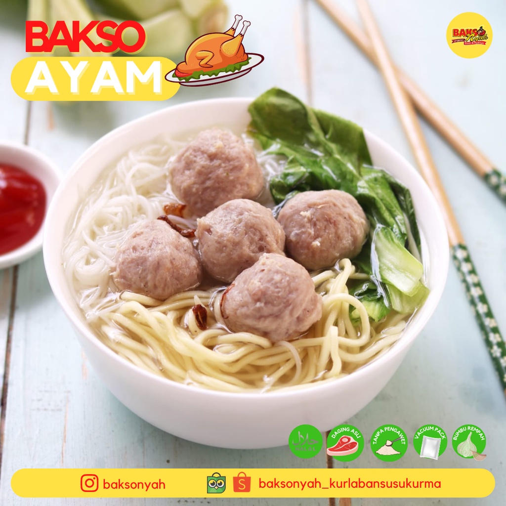 

BAKSO AYAM FROZEN HOMEMADE (350 gram/ 20 butir)