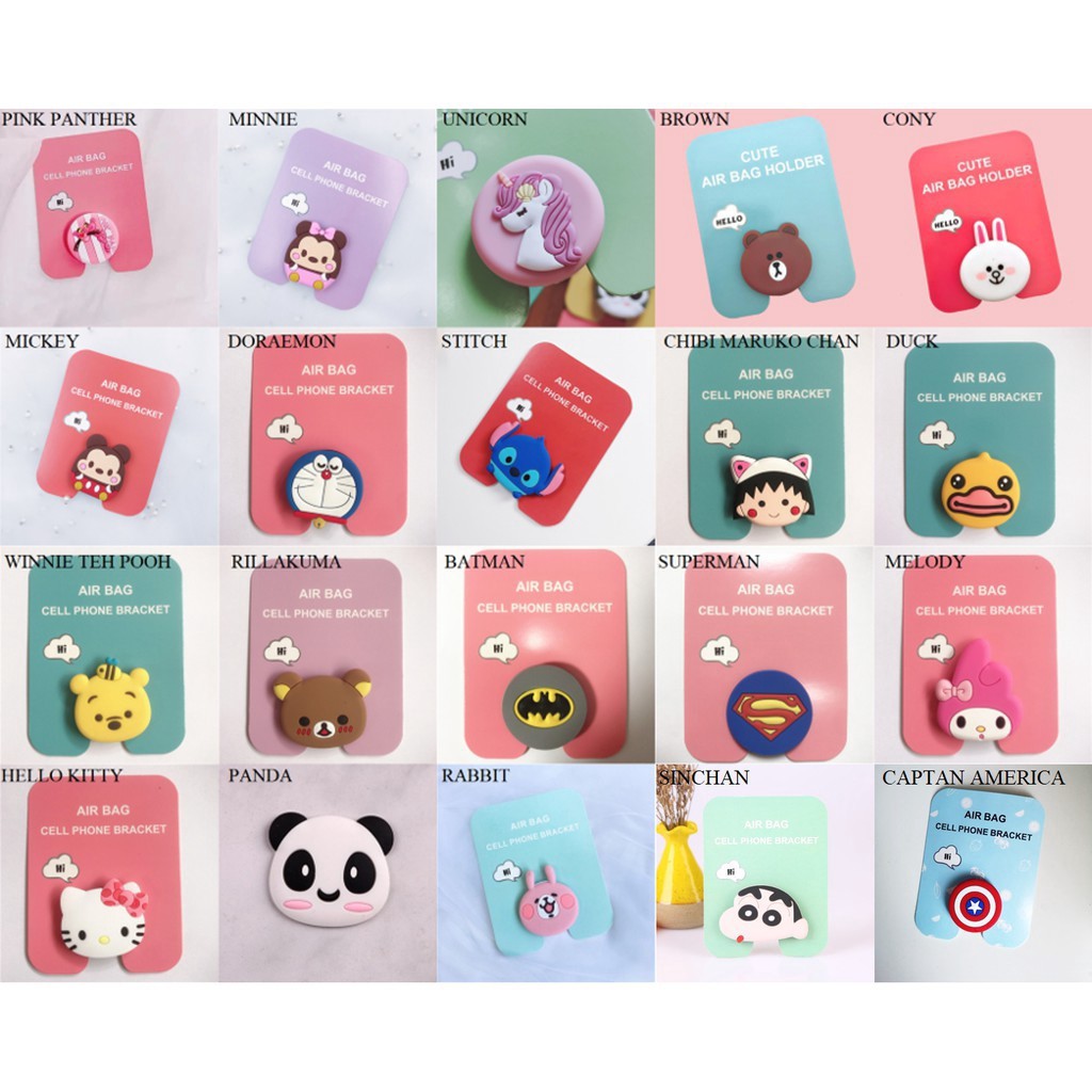 [IMPOR] TIKTOK D6007 POP SOCKET KARAKTER BISA COD Socket HP 3D Karakter Cartoon pop Aksesoris HP