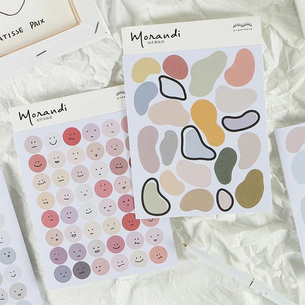Mxbeauty Bahan Sticker Jurnal Perlengkapan Sekolah Custom Stiker Kertas Note Sticker Morandi Series Diary Handphone Idol Card Decor