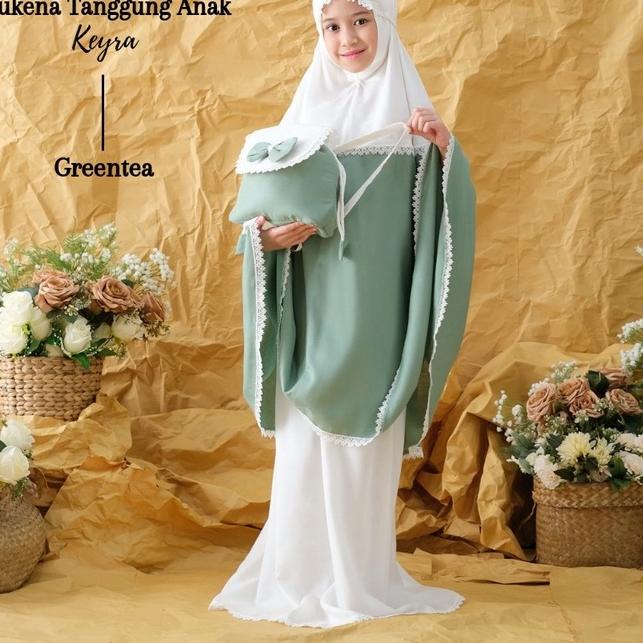 Mukena Anak Tanggung 8-11 Tahun Super Adem Polos Cantik Keyra Motif Kombinasi Hias Renda "KKR.31Ma22