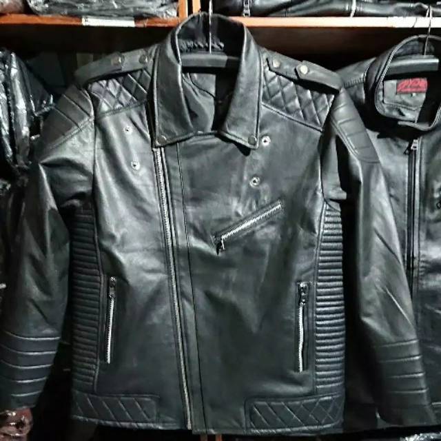 Jaket asli kulit pria laki-laki jaket motor bikers touring terbaru