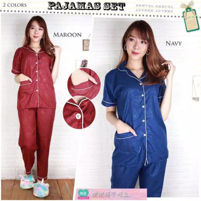 BAJU TIDUR PIYAMA WANITA SATIN EMBOS / PIYAMA WANITA EMBOS CP