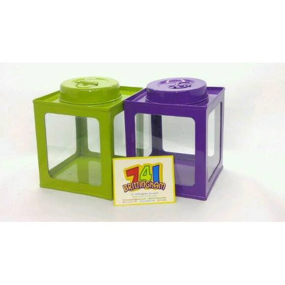 Terbaik  Size M Kaleng Kerupuk Mini Kaca 4 Sisi/ Kaleng Krupuk Mini/ Kaleng Kerupuk Shabby/ Toples K