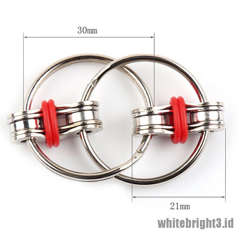 (white3) Edc Fidget Hand Spinner Bentuk Rantai Cincin Flippy Untuk Menghilangkan Stress