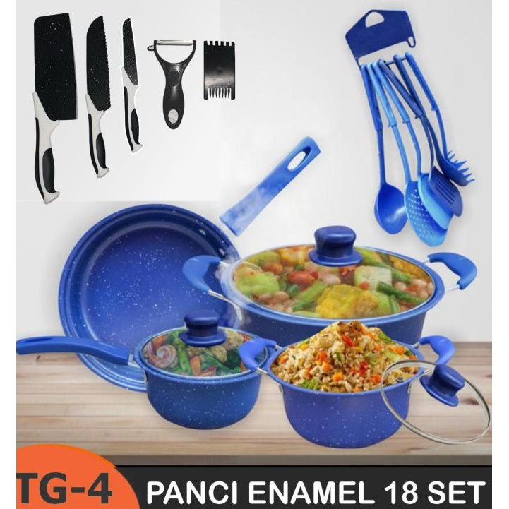 PROMO!! Panci 18 SET Tutup Kaca Cookware Alat Masak Serbaguna Panci Anti Lengket Non Sticky