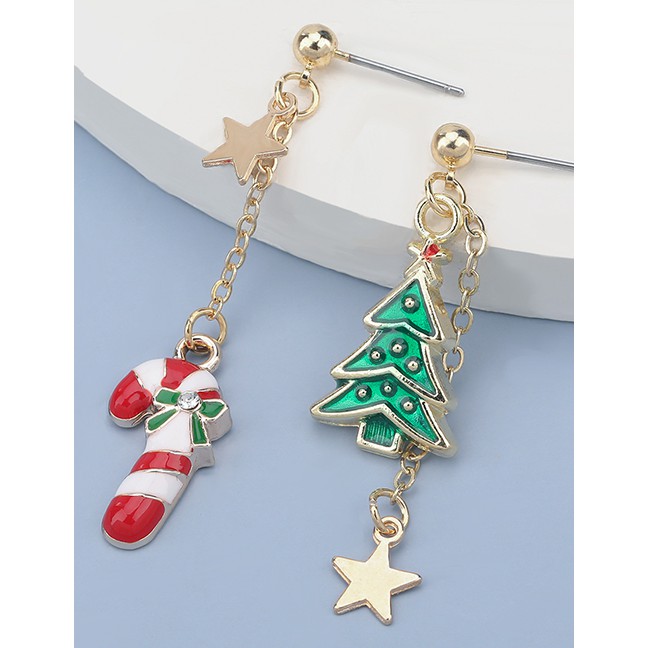 LRC Anting Natal Fashion Christmas Cane Bells Christmas Series Dripping Cane Bell Tassel P60244