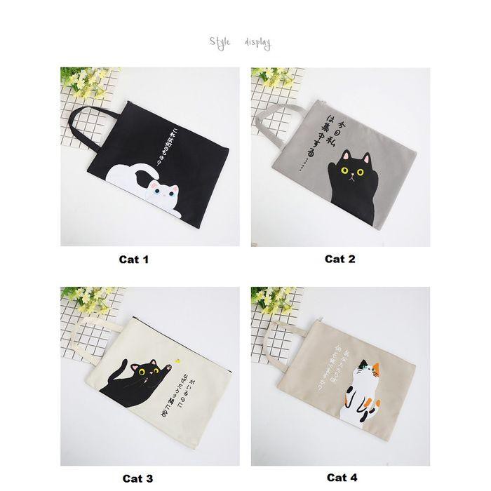 

Unik PF05 Japanese Cute Cat Portable A4 file Storage pouch bag Tempat Buku - cat Satu Murah