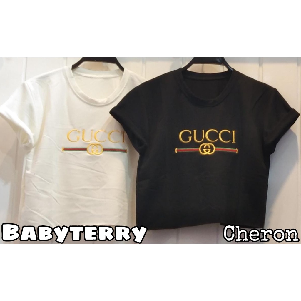 CHERON 22436 - Kaos Crop Tee Oblong Wanita Baju Distro Cewek Atasan Kekinian Murah Lengan Pendek Tum