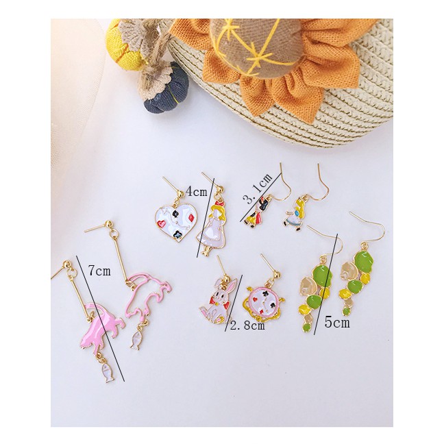 LRC Anting Tusuk Fashion F Prince Princess Color Asymmetrical Earrings F8801X