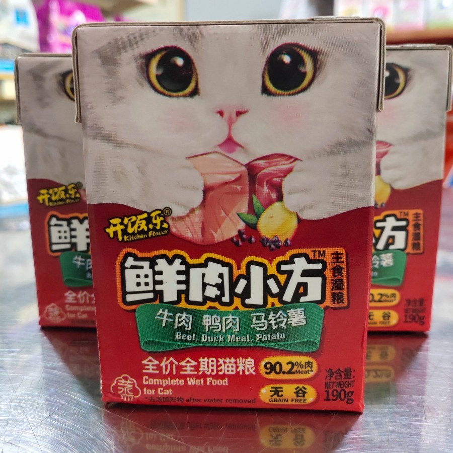 Kitchen flavor cat wet food beef, duck, meat, potato 190gr