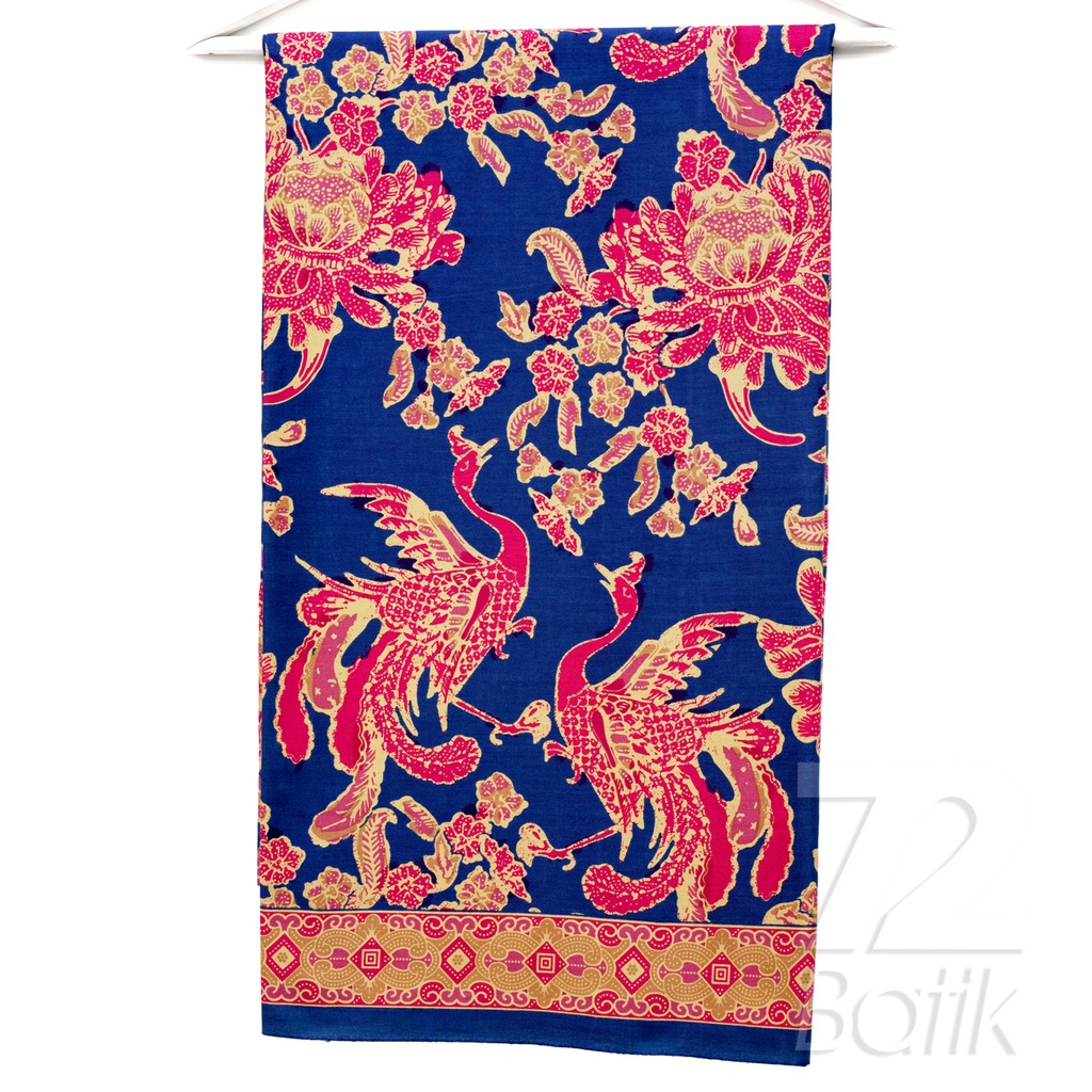 BAHAN BATIK PREMIUM Katun Motif Burung Warna Biru Tua Merah Muda Kuning 721074 Cap 72 Jarik Jarit Samping Kebat Panjang Batik Katun Modern Premium Bahan Seragam Batik Pernikahan Kantor Keluarga Murah Kamen Jadi Batik Bali Lembaran