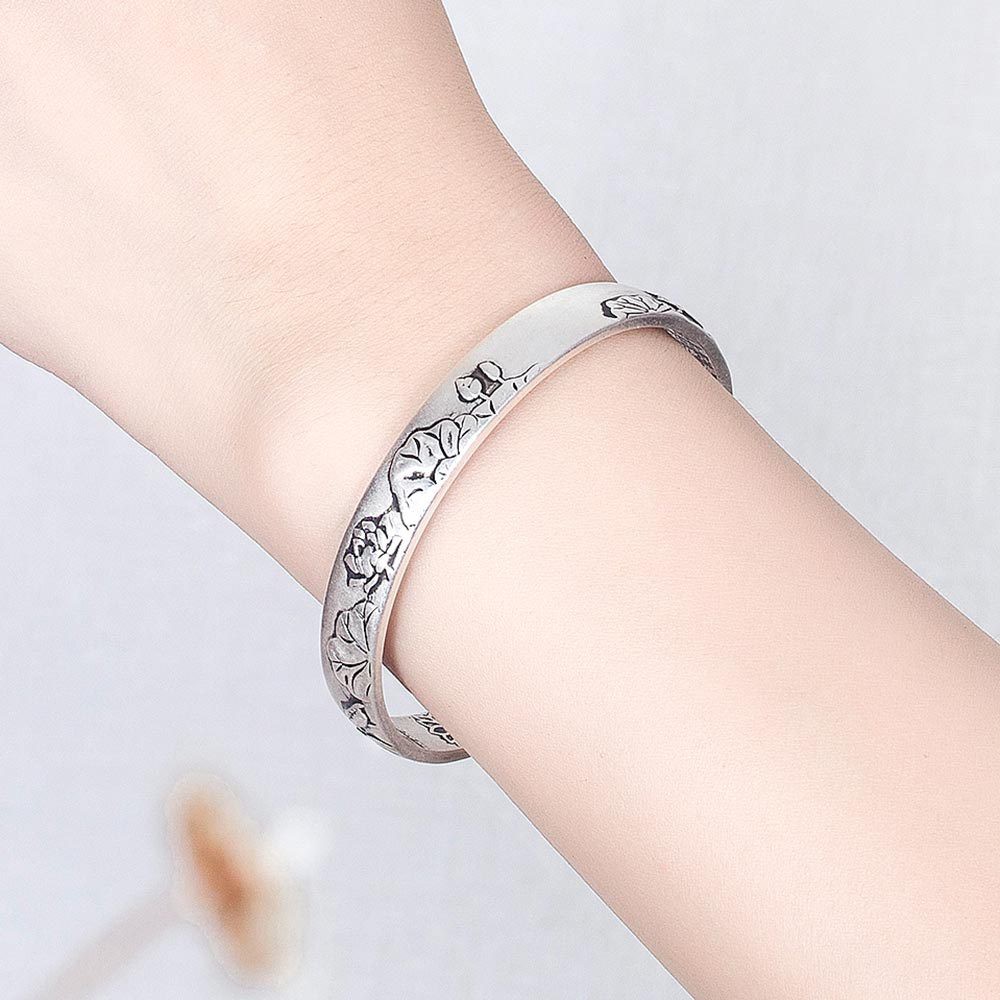 925 Sterling Silver Gelang untuk Wanita Kitab Suci Vintage Thai Perhiasan Perak