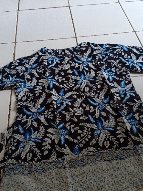 Batik Couple Keluarga Sania Ruffle Ori Ndoro Jowi Dnt Blarak Biru