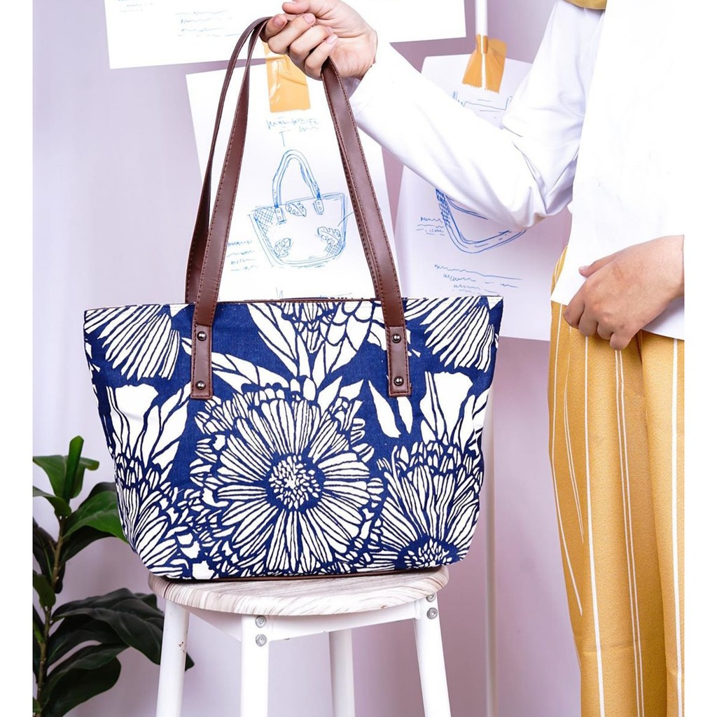 TAS SHOPPER FLOWER TOTE BAG SHOULDER BAG TAS WANITA