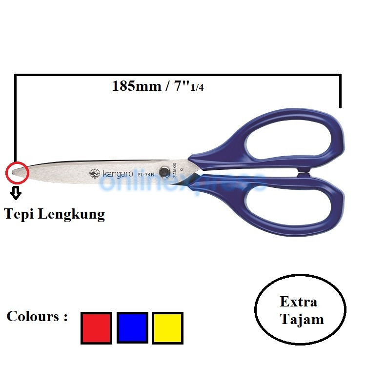 

Gunting Besar / Gunting Kertas 7 inch (18cm) / Gunting EL73N Kangaro