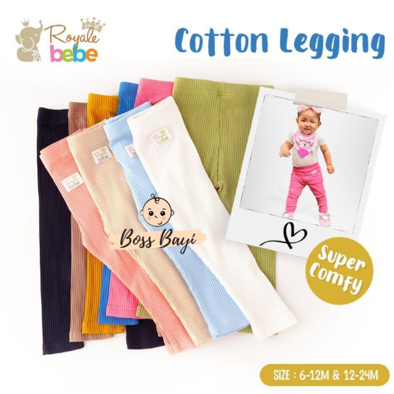 ROYAL BEBE Cotton Legging 6-12M 12-24M Warna Polos