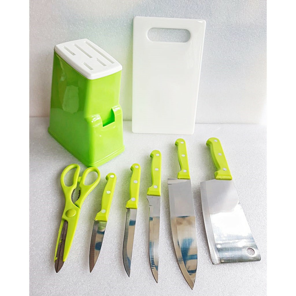 Knife set 8pcs pisau dan gunting Dapur set with talenan original 013P/009