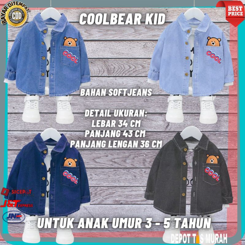 Baju Kemeja coolbear Kids Anak Laki Laki Cowok cowo import kekinian umur usia 3 4 5 tahun