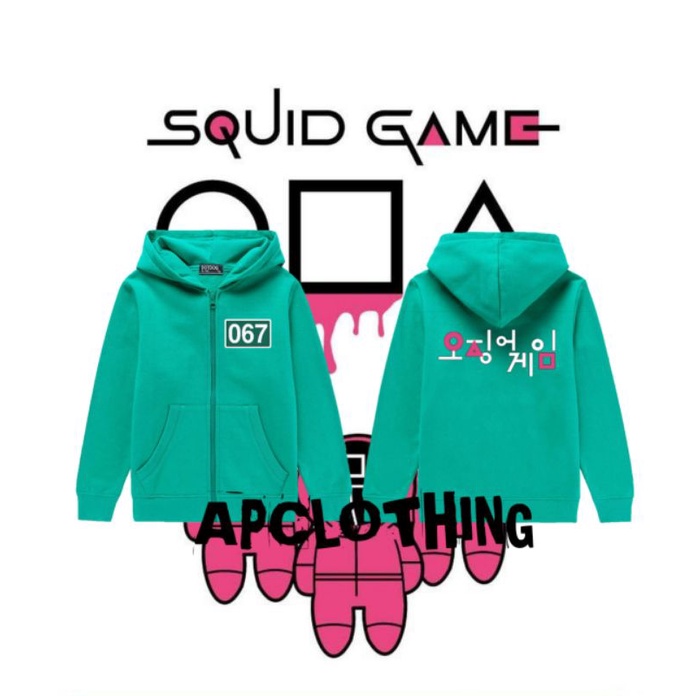 JAKET ZIPPER ANAK SQUID GAME NOMOR Player SAEBYOEK NUMBER 067