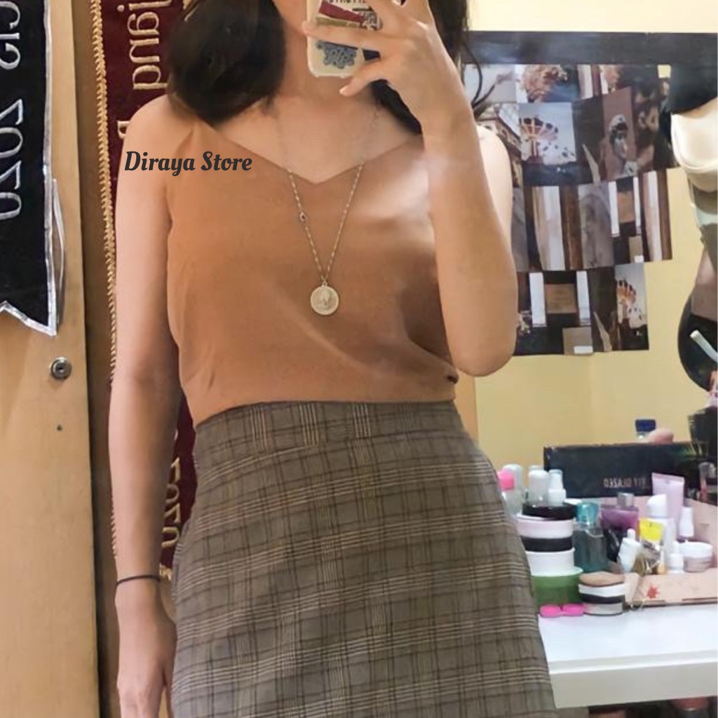 Diraya Tank Top Korean Style Bahan Crepe Catarina Premium-Caramel
