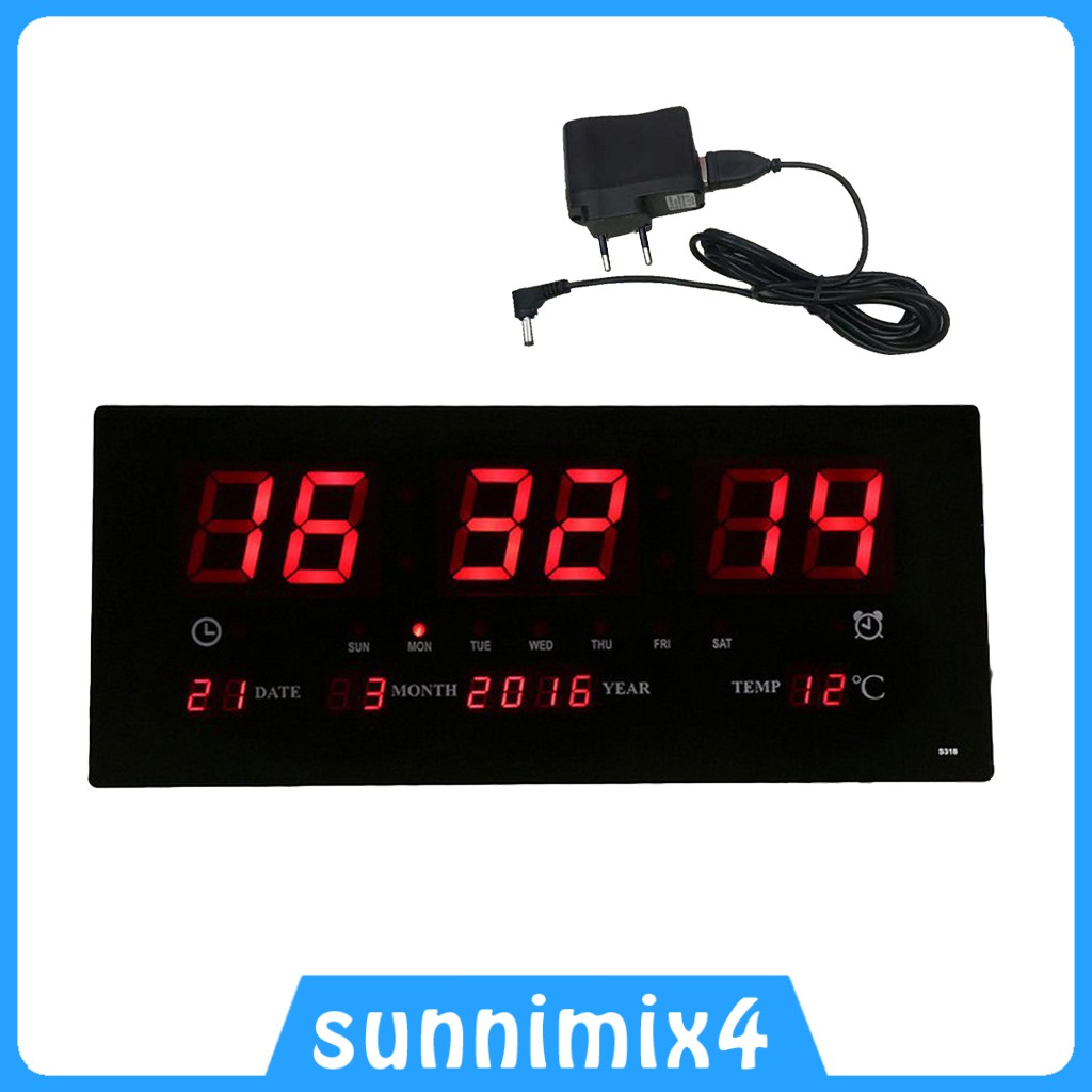 Kayla Computing Shop Digital Wall Clock Led Time Calendar Temperature Electric Alarm Clock Eu Shopee Indonesia