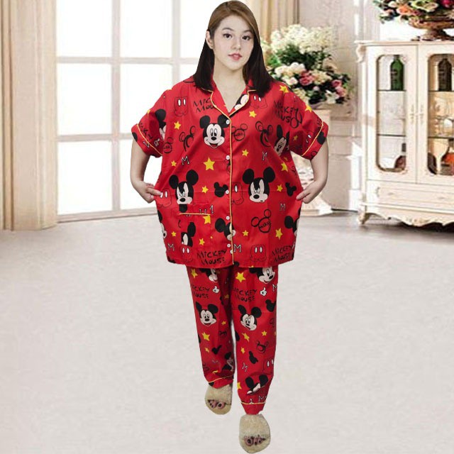 PIYAMA CP JUMBO SIZE XXL/KARAKTER/PIYAMA CPJUMBO STARMOON/BAJU TIDUR-KEPALA MICKEY MERAH