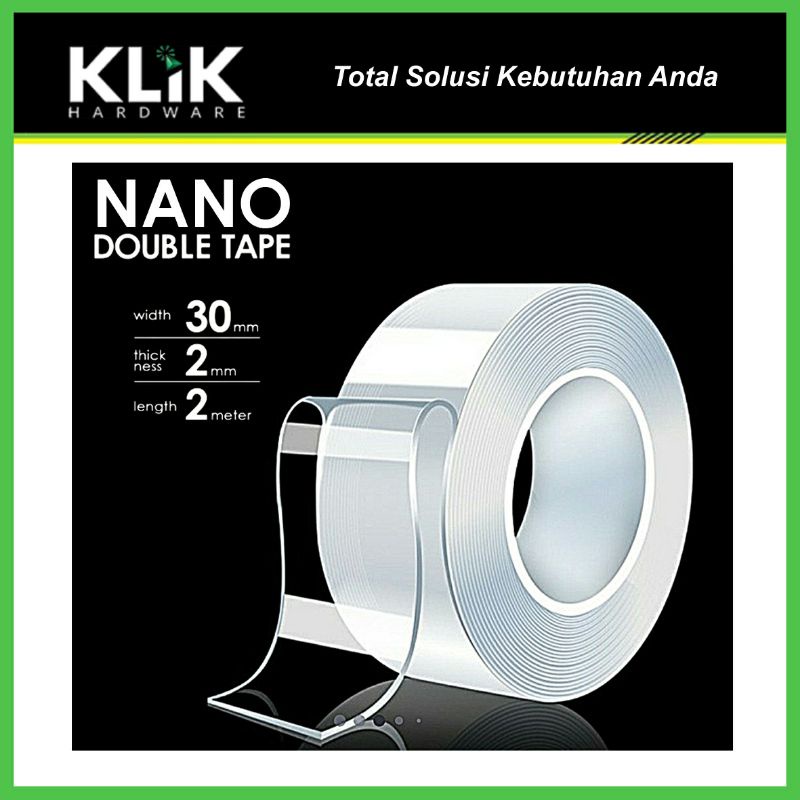 Double Tape Nano Gel Bening 2 Meter x 3 cm x 2 mm Tebal Selotip Isolasi