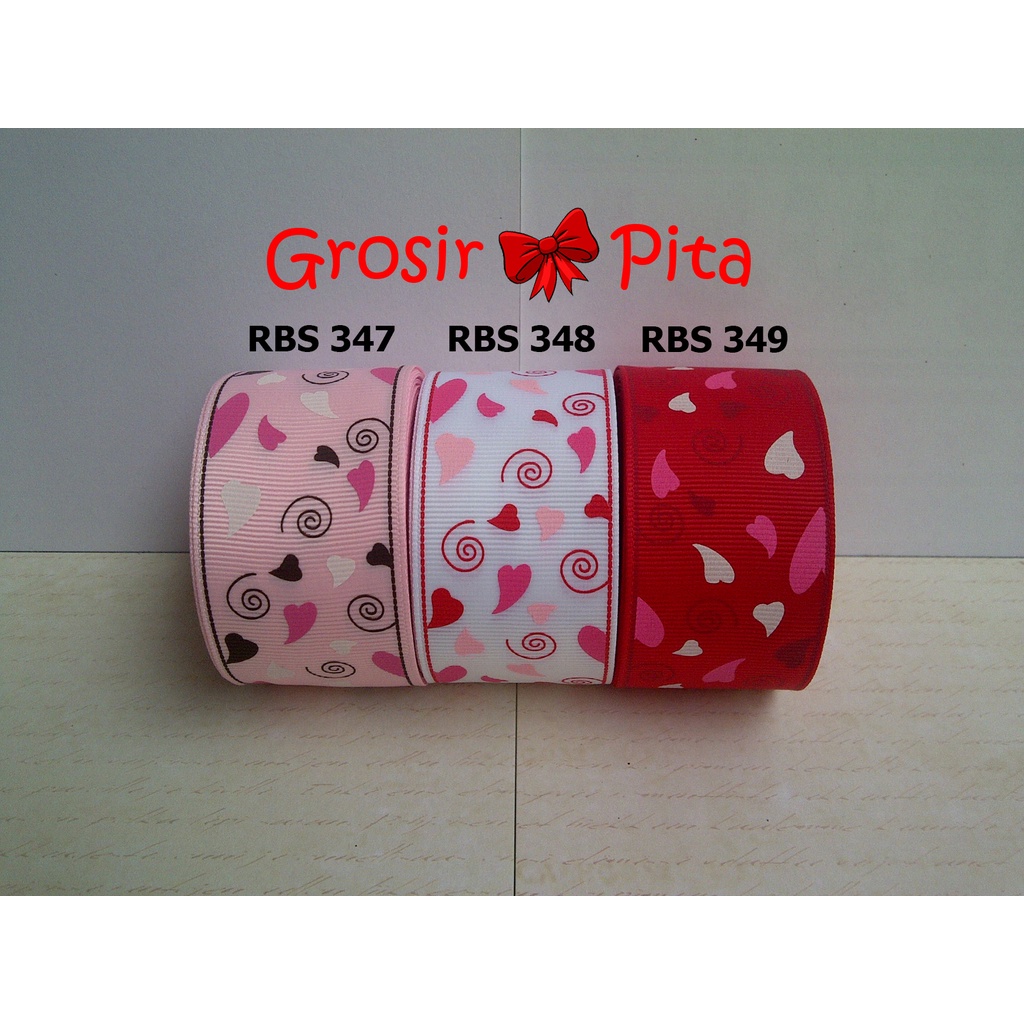 

(25 yard) Pita Grosgrain Motif Love RBS 347,348,349 | Toko Bahan Craft | Grosir Pita