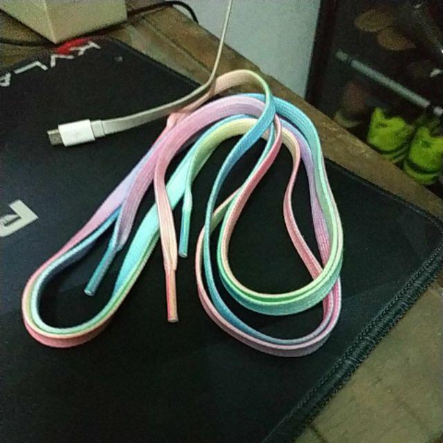 Tali Sepatu Lilin 6 7mm Rainbow 60cm Flat Waxed Tali Sepatu Lilin 6 7mm Rainbow 60cm Flat Waxed