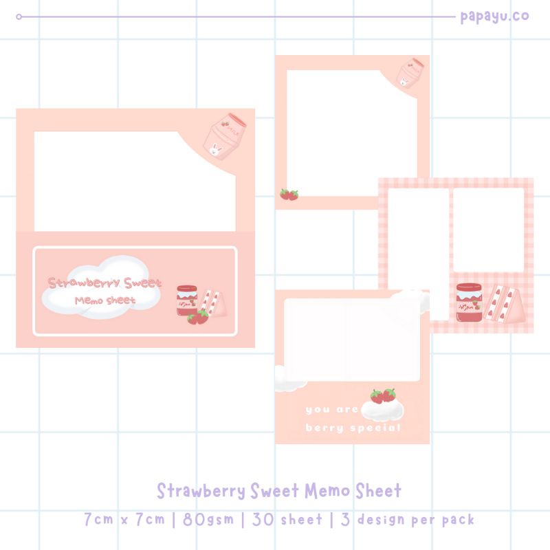 

Papayu Memo Sheet Strawberry Sweet