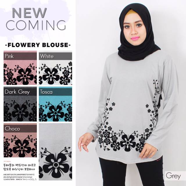  Baju  Atasan Blouse Muslim  Kaos  Wanita Blus Flowery Blouse 