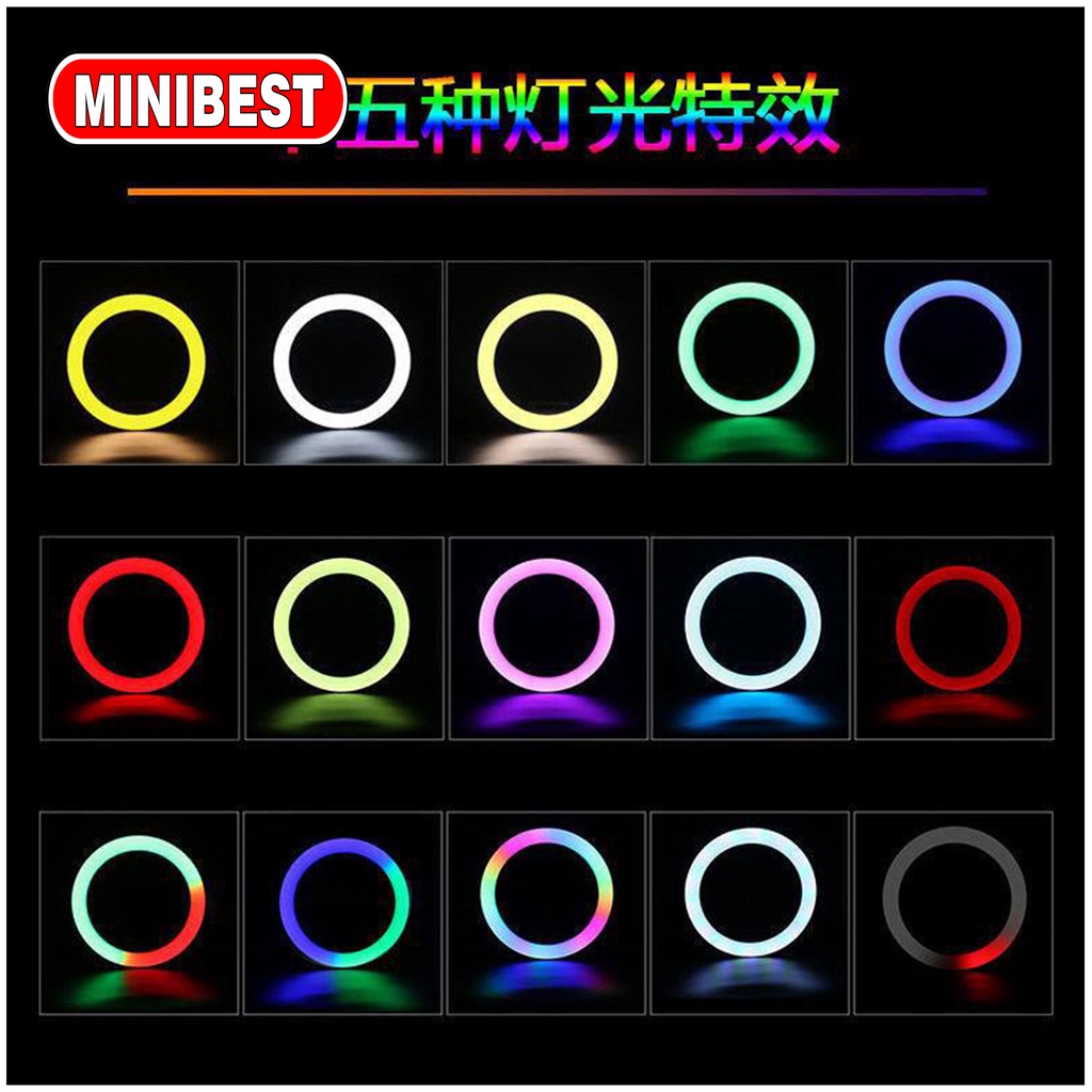 Ring Light RGB 26 CM + 2M Led Rainbow TRIPOD Video LED TIKTOK