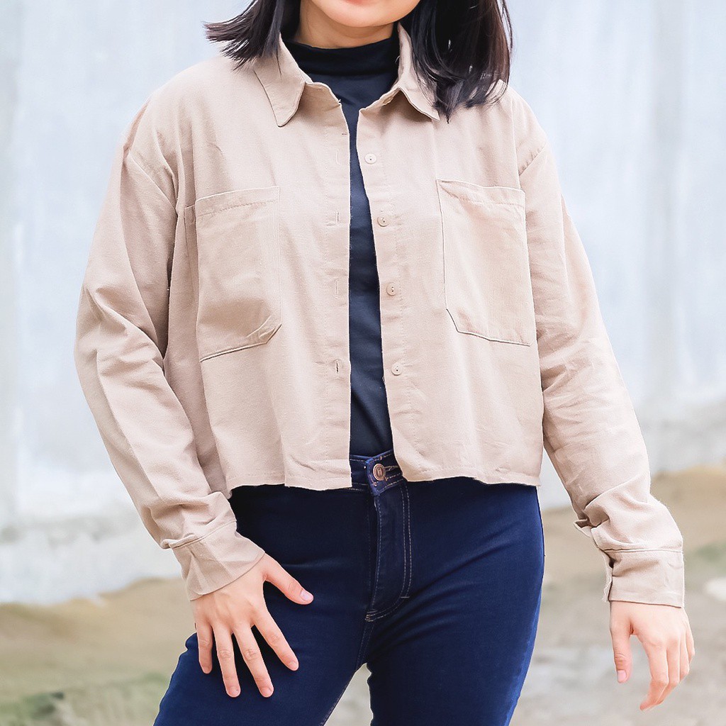 Tq88indonesia Fashion Baju Kemeja  Wanita Lengan Panjang Terbaru / Kem Gita Giomi Rami Linen Shirt / Hem Polos Cewek / Ootd / Kemeja Polos / Baju outer Cewek