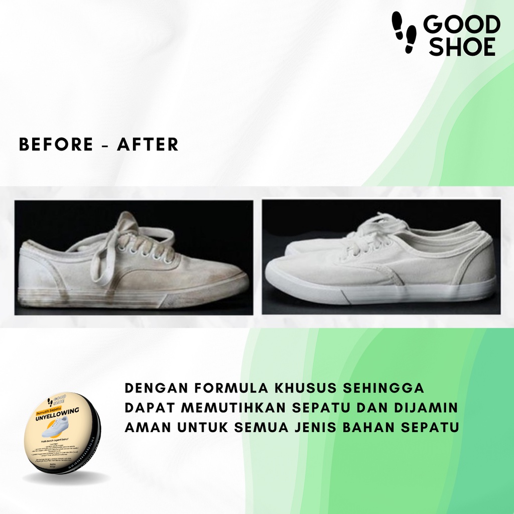 Good Shoe Unyellowing Cairan Perawatan Pembersih Pemutih Sepatu Whitening Powder Sabun Cuci Sepatu Penghilang Noda Kuning Sepatu Canvas Kanvas Suede Futsal Bola Sneakers Shoe Cleaner Putih Penghilang Noda Kotoran Sepatu Putih