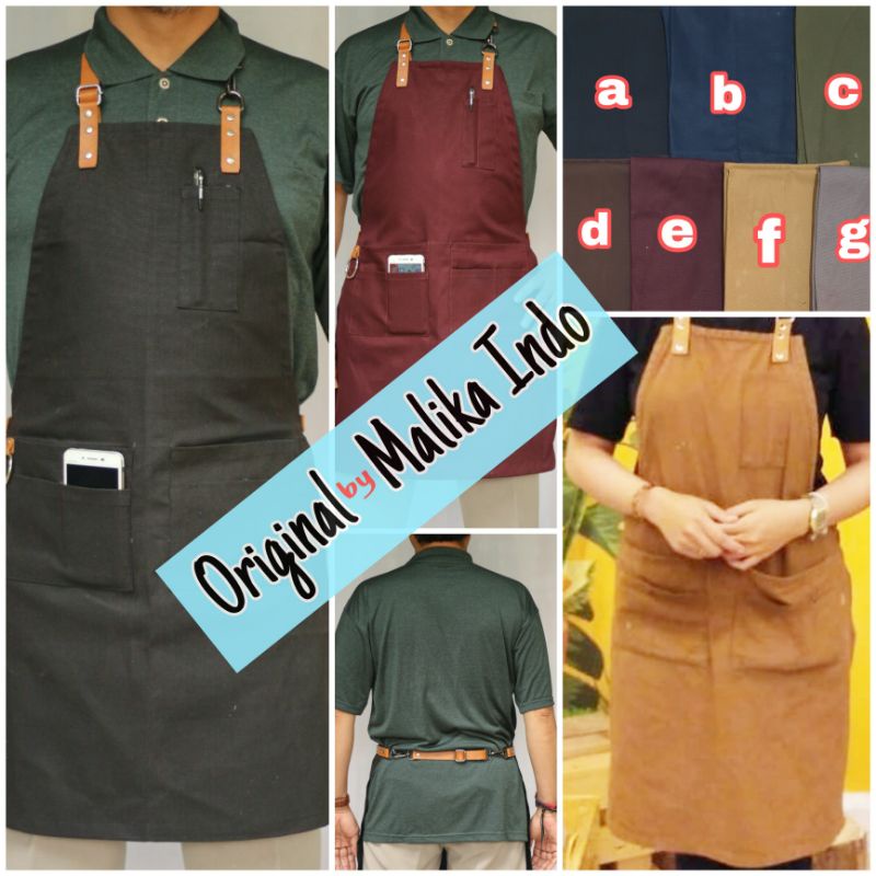 Jual Apron Barista Barberman Tali Necklace Celemek Barista Apron Canvas