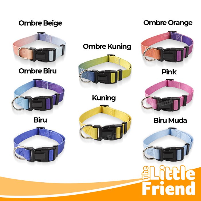 Tali Tuntun Kalung Anjing Dog Collar Leash Set Nylon Warna Mix Ombre