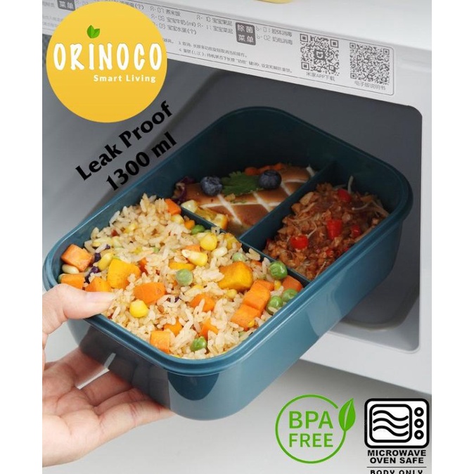 

Baru! Tempat Kotak Bekal Makan Lunchbox Orinoco 1300Ml 3 Sekat Bpa Free