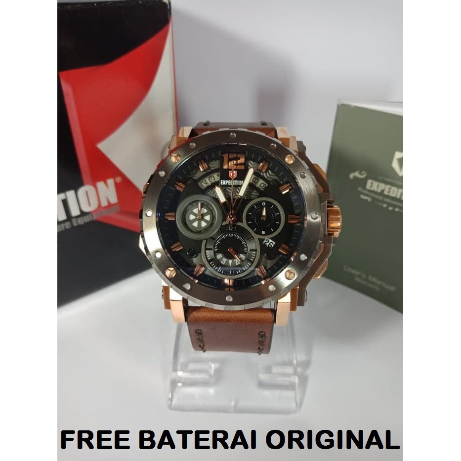 JAM TANGAN PRIA EXPEDITION E 6402 E6402 LEATHER ORIGINAL GARANSI RESMI 1 TAHUN