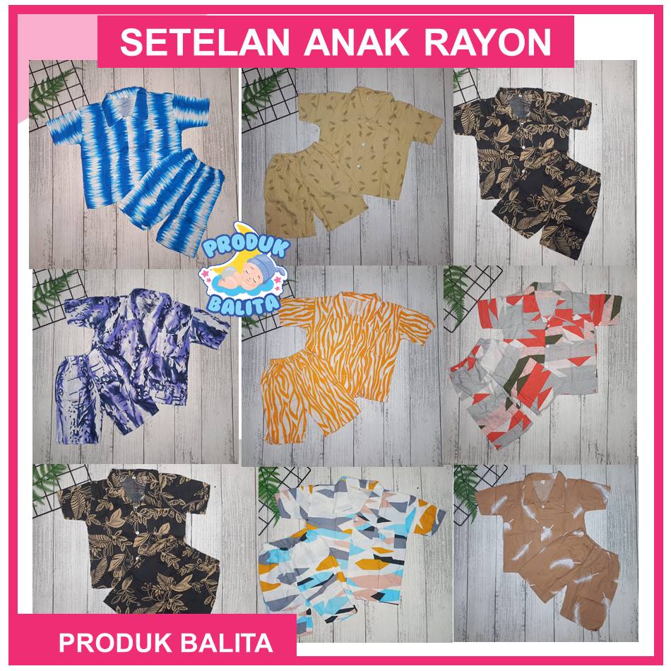 One Set Rayon Anak lak-laki Perempuan  Setelan Rayon Terlaris Usia 1-5 Tahun Terlaris