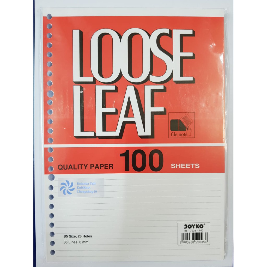 

LOOSE LEAF B5 100 LEMBAR / ISI KERTAS BINDER JOYKO MURAH