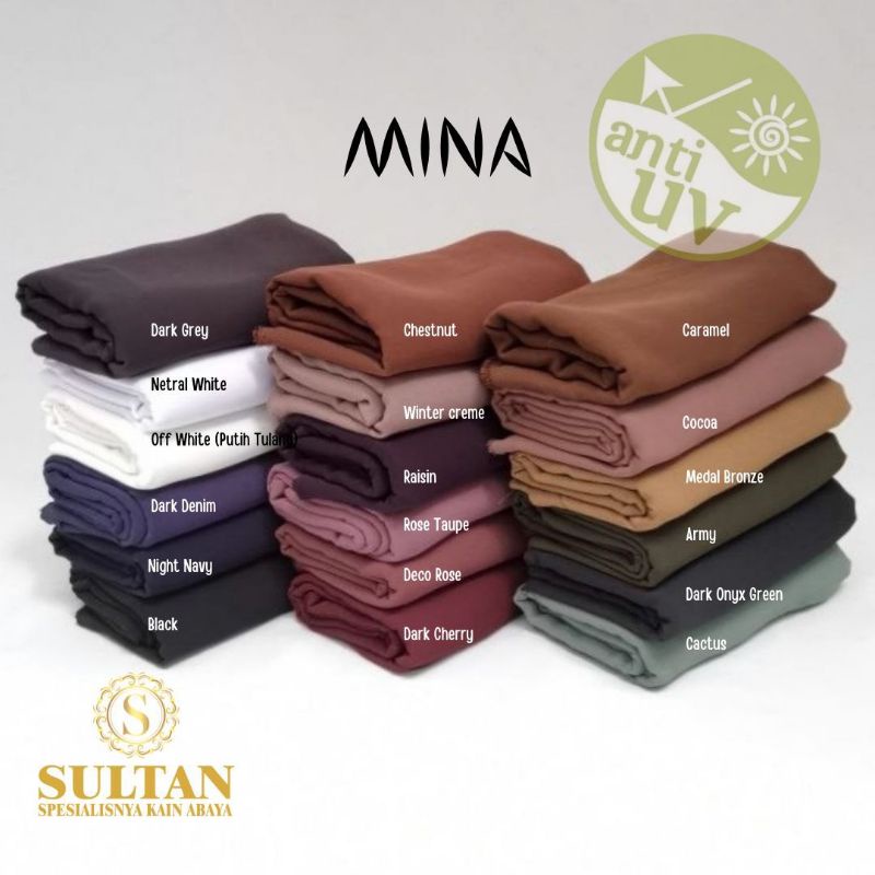 50cm Mina Anti UV Lebar Kain 142cm Upf 80 Kain Sultan Polos